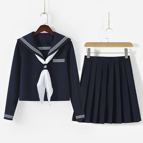 セーラー服紺-白スカーフ-長袖-ls1- – 女装通販ハニーメル