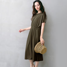 画像をギャラリービューアに読み込む, summerワンピ半袖B/カーキ-女装服