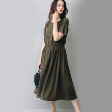 画像をギャラリービューアに読み込む, summerワンピ半袖B/カーキ-女装服