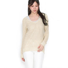 画像をギャラリービューアに読み込む, 【冬】Vネックニットベージュ-女装服