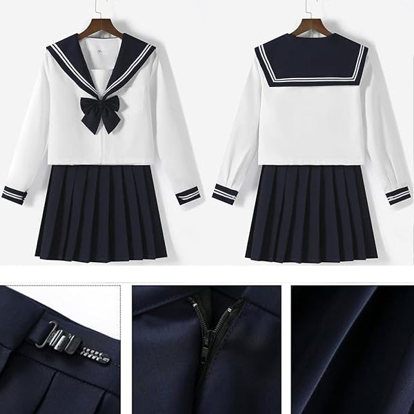 セーラー服-白/紺-長袖 – 女装通販ハニーメル