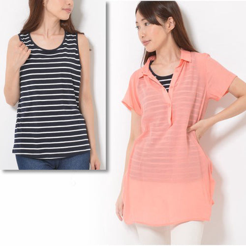 シースルーシャツ+タンクトップ-女装服